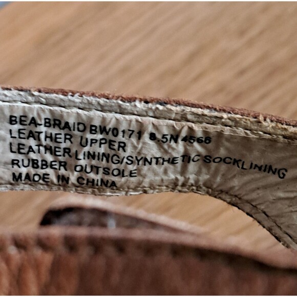 Abeo Bea Braid Women’s 8.5 Narrow Brown Leather Gladiator Sandals Flats Comfort - Picture 7 of 10